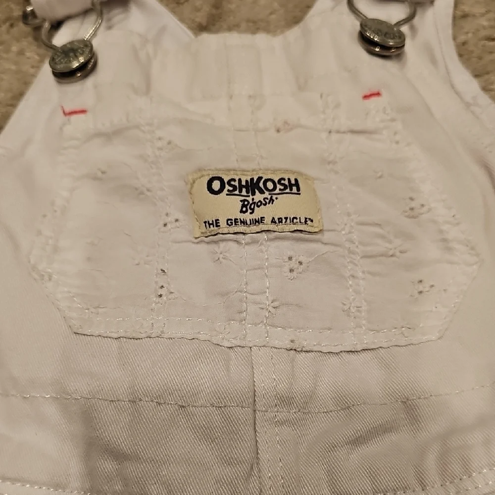 OshKosh B'gosh White Short Overalls with Adjustable Straps